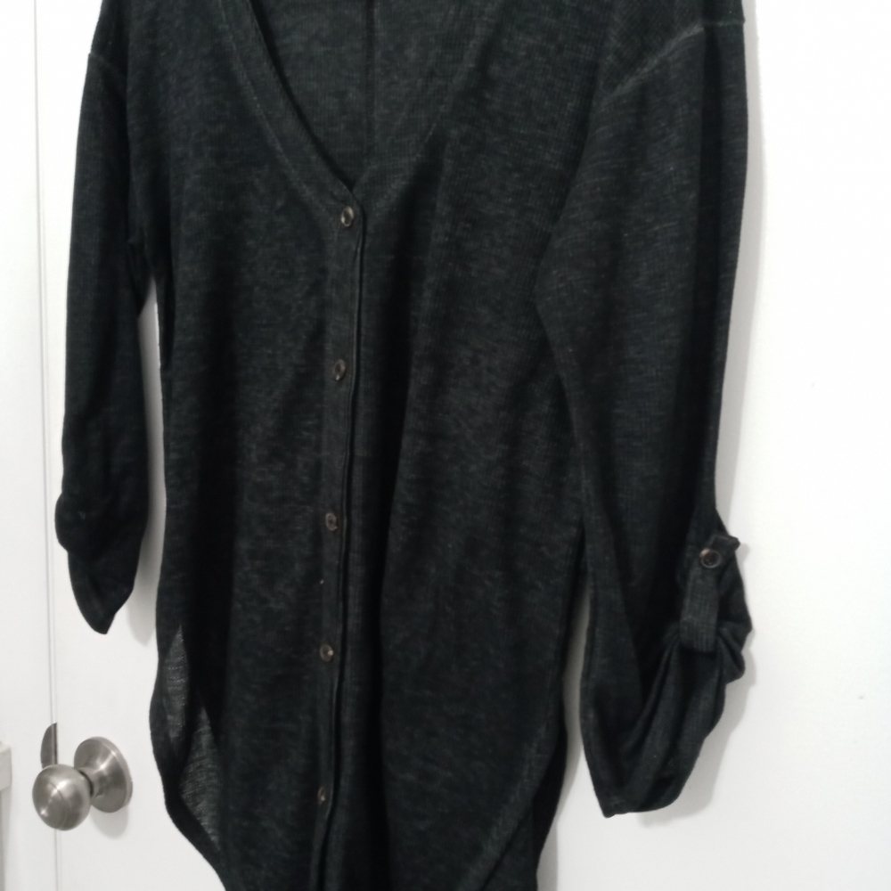 Almost Famous Sheer Button Down Thermal Pajama Sh… - image 4